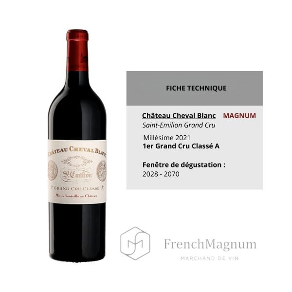 Illustration des données essentielles sur le magnum chateau cheval blanc 2021 avant de commander.