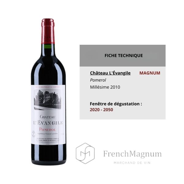 Illustration des informations essentielles concernant le magnum Château L'Evangile 2010