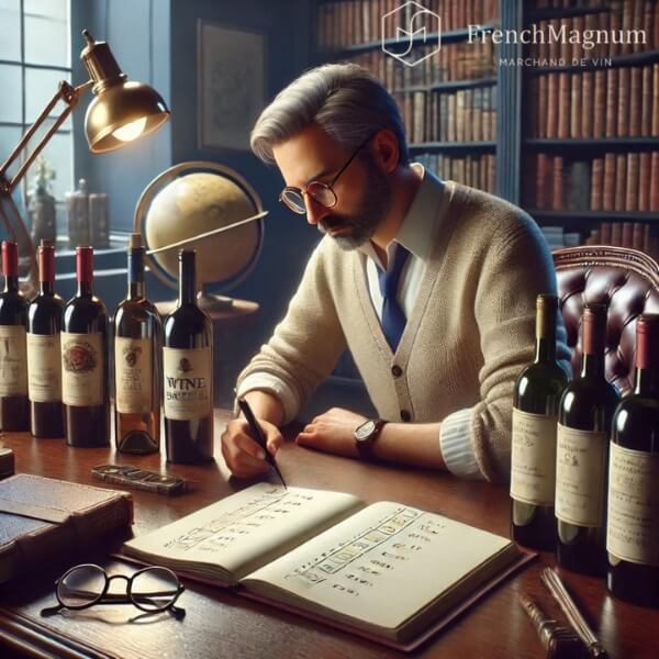 Illustration d'un homme en train d'apprendre à mémoriser les formats de bouteilles