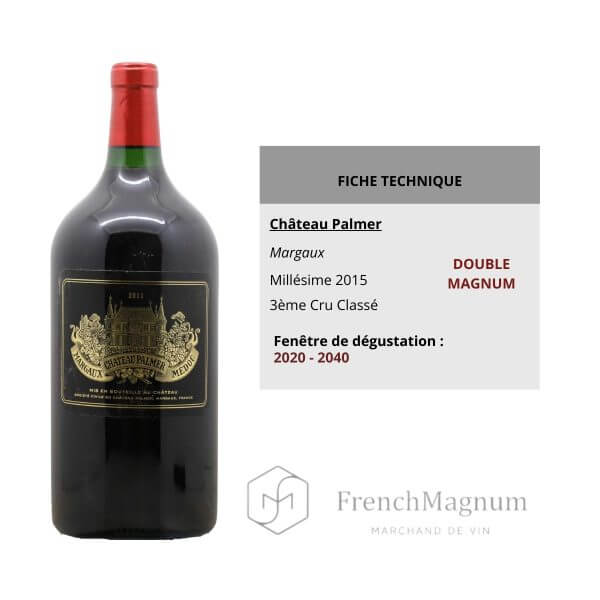 Image du Double Magnum Château Palmer 2015 avec fiche caractéristique