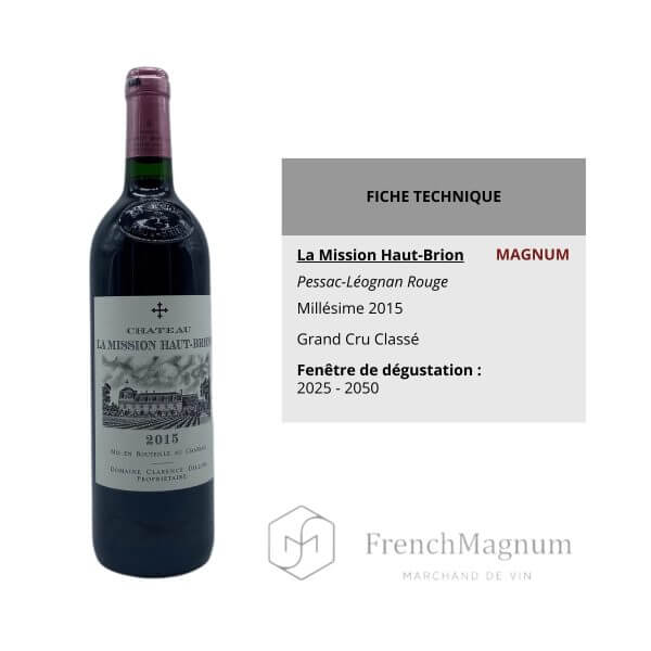 Illustration de notre tableau technique du magnum chateau la mission Haut-Brion 2015 pour vous aider à voir si c'est le vin qu'il vous faut.