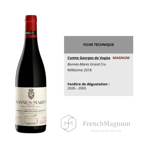 Illustration du Magnum Bonnes-Mares Grand Cru 2018 avec ses caractéristiques pertinentes