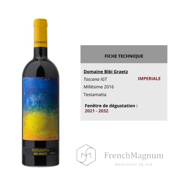 Photo de la bouteille Impériale Bibi Graetz "Testamatta" 2016 avec sa fiche technique